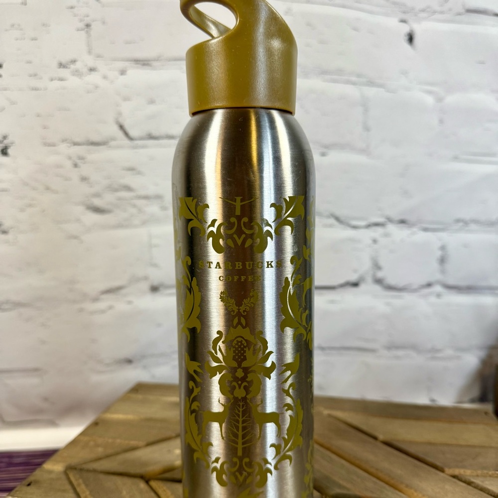 Starbucks Coffee 24oz Metal Water Bottle 2008 Deer Silver tone Cold Container